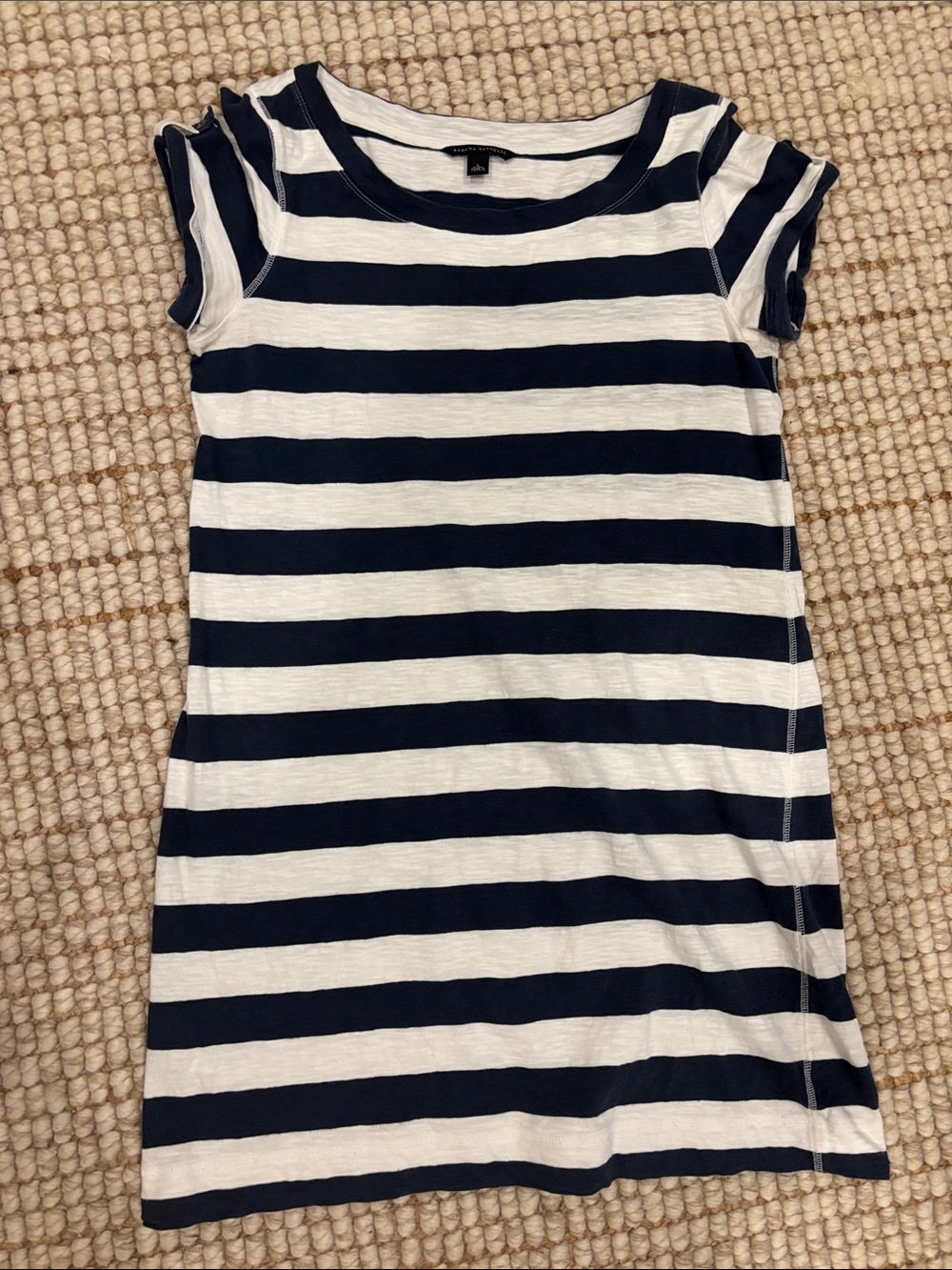 Banana Republic Navy and White Striped Midi Dress